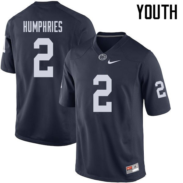 NCAA Nike Youth Penn State Nittany Lions Isaiah Humphries #2 College Football Authentic Navy Stitched Jersey ZKY8398HV